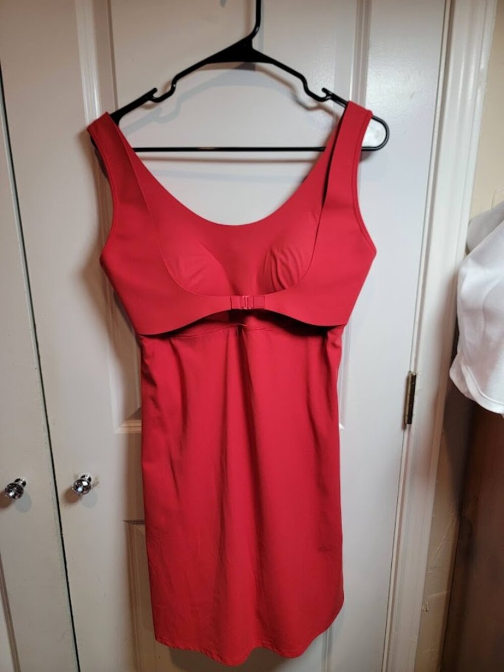 Halara Red Athletic Tennis Dress Women's Large Built-In Shorts Open Back Pockets